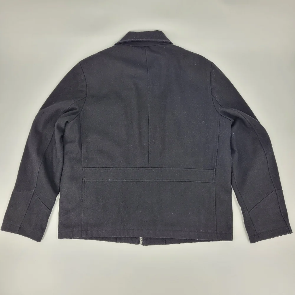 Levi's Coat Black Wool Blend Full Zip Pockets Collar Quilted Lined Mens Size XL